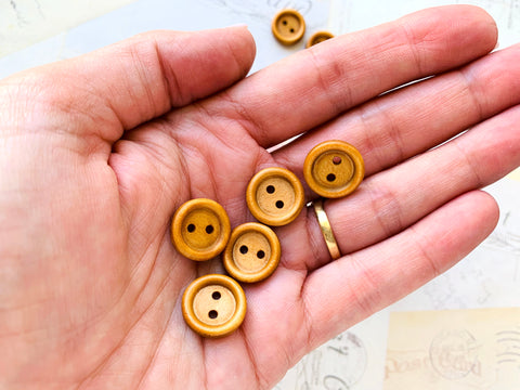 Half Inch CARAMEL Coloured Wooden Buttons - Two holes (15mm)