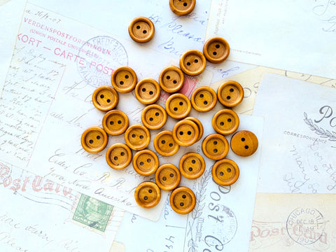 Half Inch CARAMEL Coloured Wooden Buttons - Two holes (15mm)