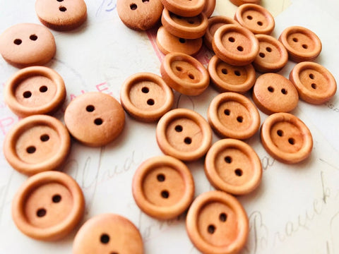 13mm Caramel Coloured Wooden Buttons - Two holes