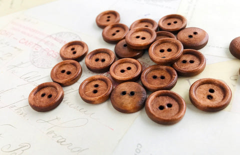 Half Inch DARK Coffee Coloured Wooden Buttons - Two holes (15mm)