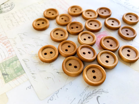 18mm Caramel Coloured Wooden Buttons - Two holes
