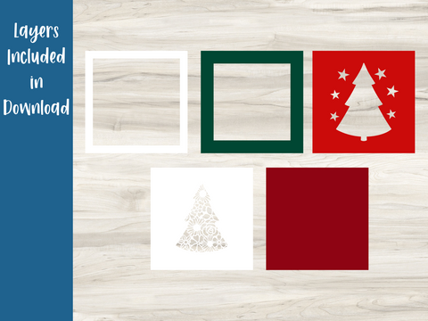 Christmas Tree with Stars - Christmas Card - SVG Digital File