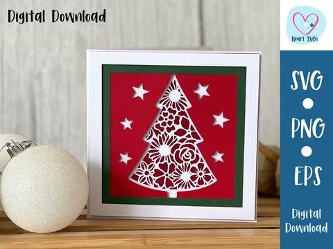 Christmas Tree with Stars - Christmas Card - SVG Digital File