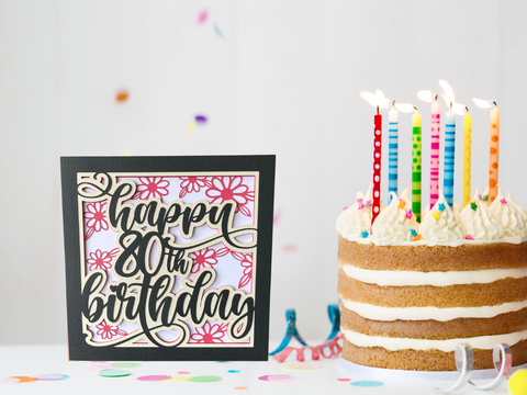 Happy 80th Birthday - Card - SVG Digital File