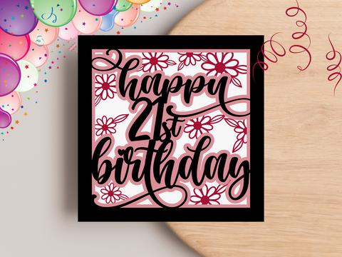 Happy 21st Birthday - Card - SVG Digital File