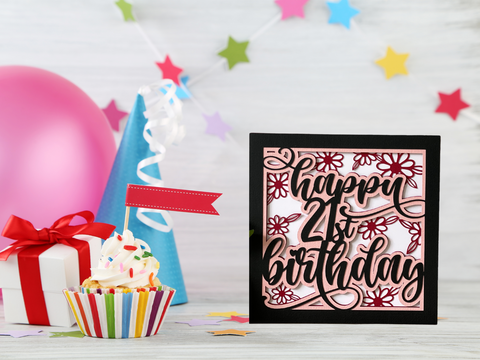 Happy 21st Birthday - Card - SVG Digital File