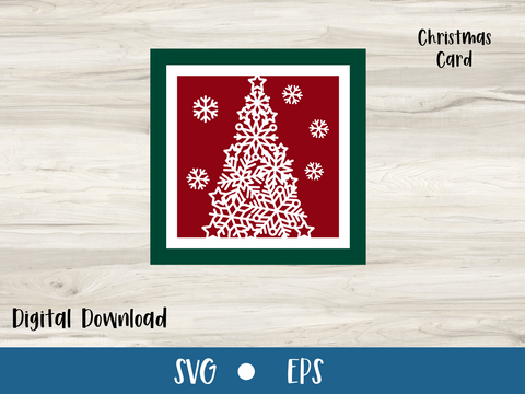 Christmas Tree with Snowflakes - Christmas Card - SVG Digital File