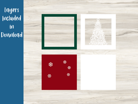 Christmas Tree with Snowflakes - Christmas Card - SVG Digital File