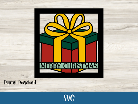 Christmas Present Merry Christmas Card - SVG Digital File