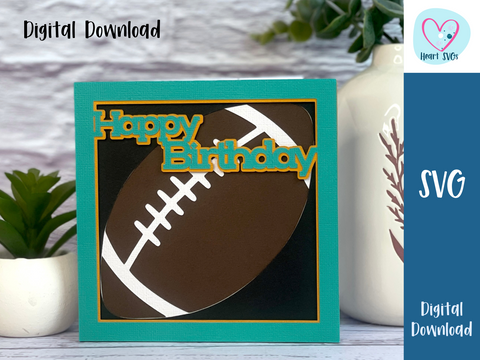 Football Happy Birthday Card - SVG Digital File