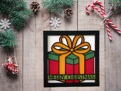 Christmas Present Merry Christmas Card - SVG Digital File