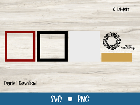 Merry Christmas Wreath Card - SVG Digital File