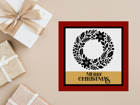 Merry Christmas Wreath Card - SVG Digital File