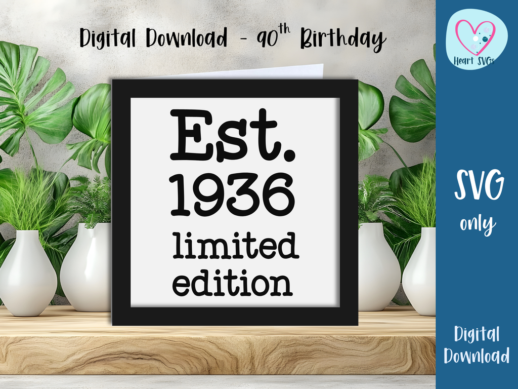 Est. 1936 Layered Birthday Card 90th - SVG Digital File