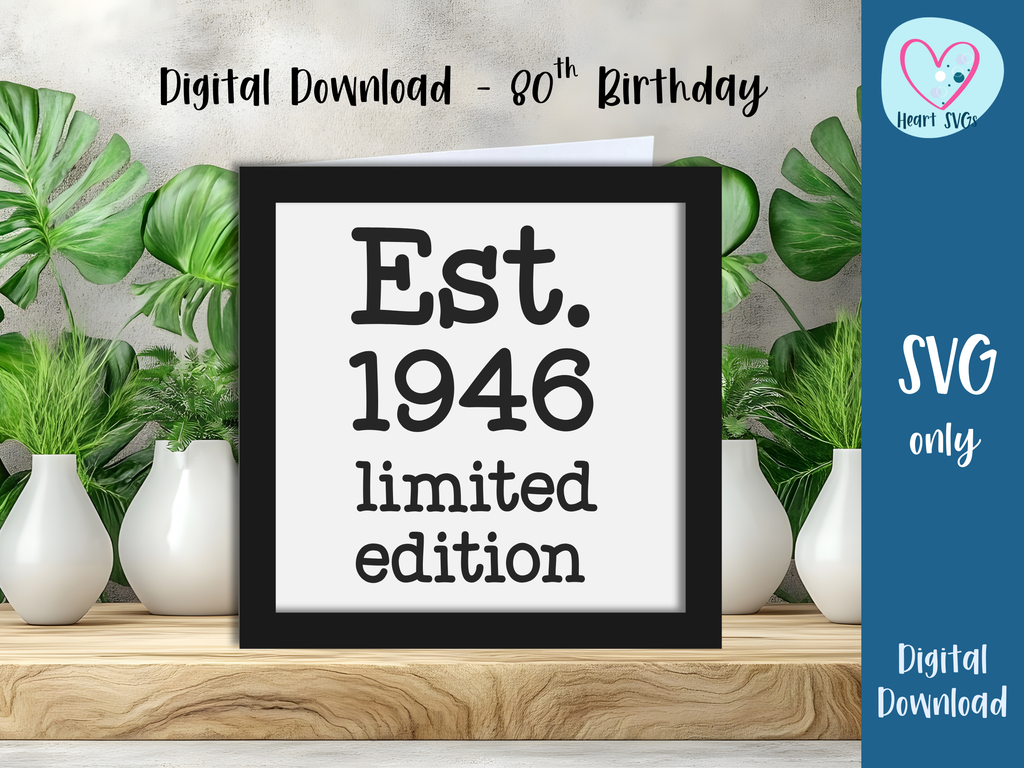 Est. 1946 Layered Birthday Card 80th - SVG Digital File
