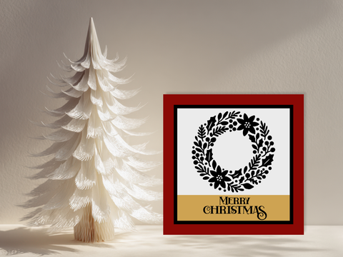 Merry Christmas Wreath Card - SVG Digital File