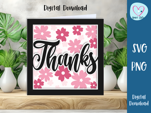 Spring Floral Thanks Card - Layered SVG Digital File