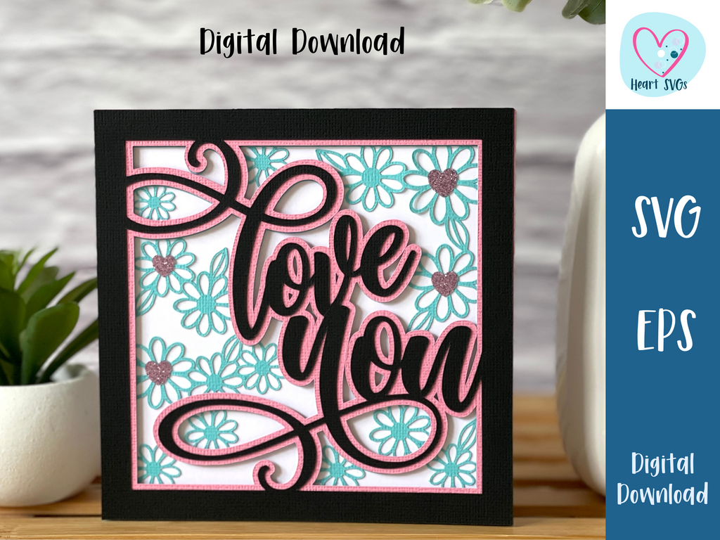 FREE February SVG - Love You Valentines Day and words - Card - SVG Digital File