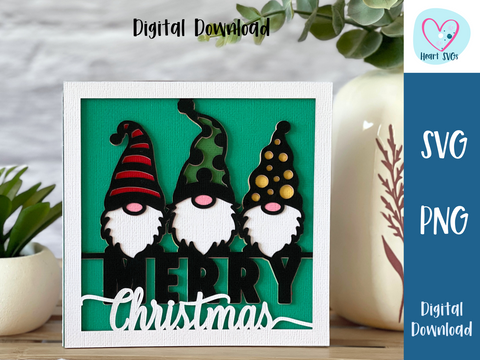 Gnome Merry Christmas Card - SVG Digital File