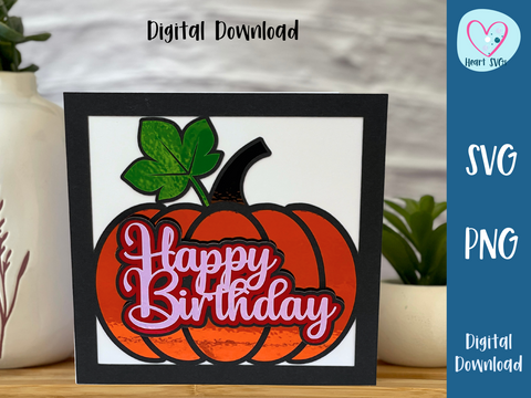 FREE September 2025 SVG - Pumpkin Fall Happy Birthday Card - SVG Digital File