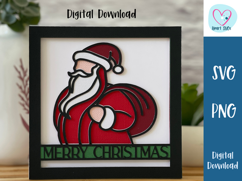 Santa Merry Christmas Card - SVG Digital File