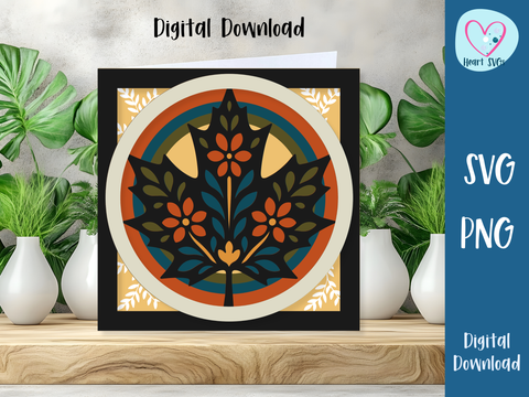 FREE September SVG - Fancy Leaf Card - Layered SVG Digital File