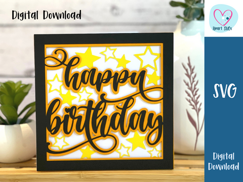 Happy Birthday STARS - Card - SVG Digital File