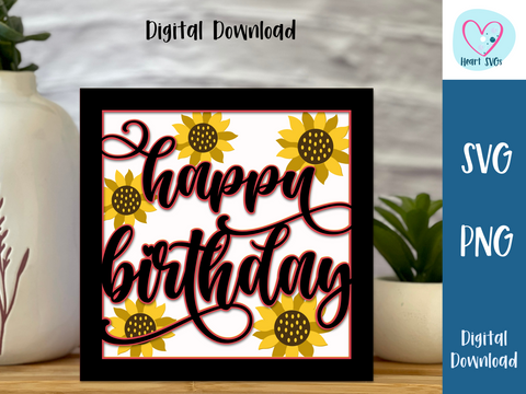 FREE May SVG - Sunflower Birthday Card - SVG Digital File