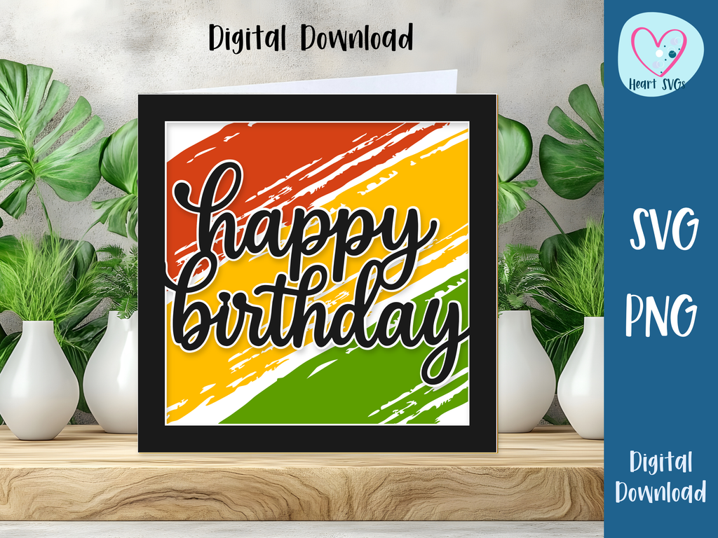 FREE August SVG - Paint Stroke Birthday Card - Layered SVG Digital File