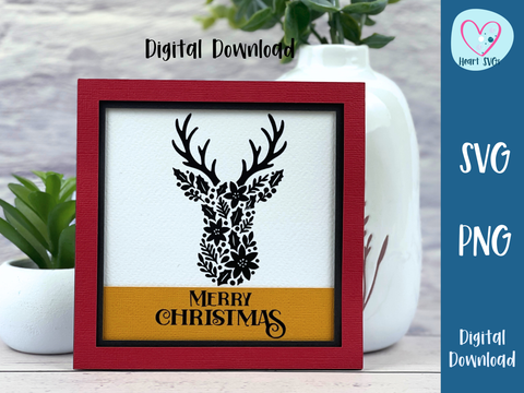 FREE SVG December Merry Christmas Reindeer Card - SVG Digital File