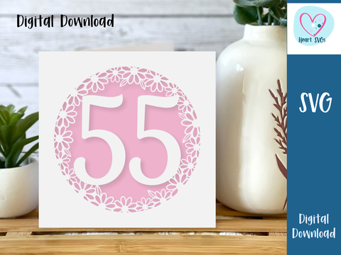 55th Birthday Card SVG - Daisy - SVG Digital File