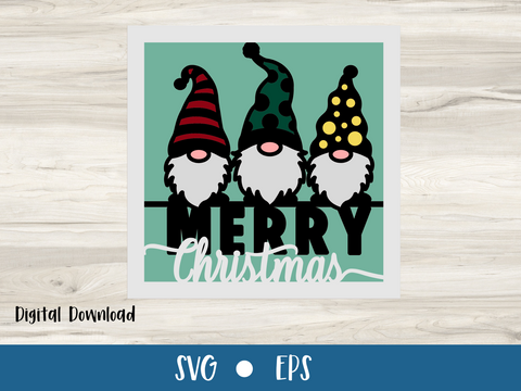 Gnome Merry Christmas Card - SVG Digital File