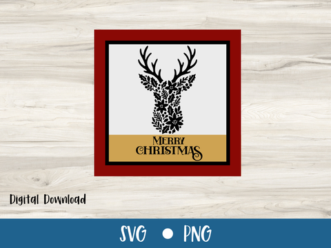 FREE SVG December Merry Christmas Reindeer Card - SVG Digital File