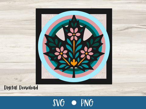 FREE September SVG - Fancy Leaf Card - Layered SVG Digital File