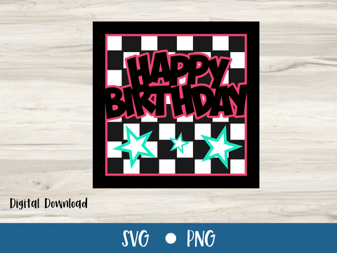 FREE July SVG - Checkerboard Birthday Card - Layered SVG Digital File