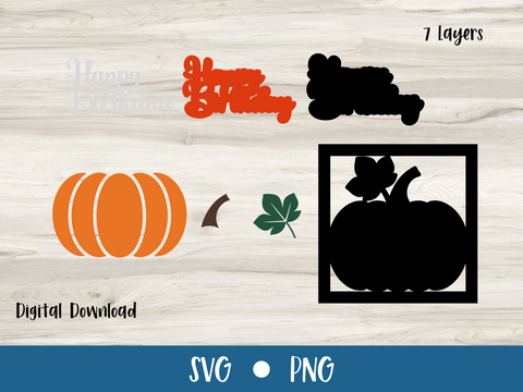 FREE September 2025 SVG - Pumpkin Fall Happy Birthday Card - SVG Digital File