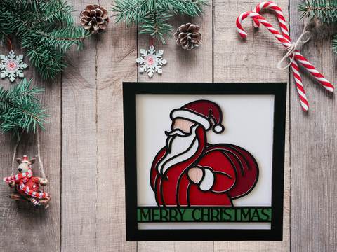 Santa Merry Christmas Card - SVG Digital File