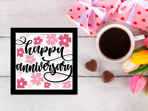 Happy Anniversary Spring Flowers Card - Layered SVG Digital File
