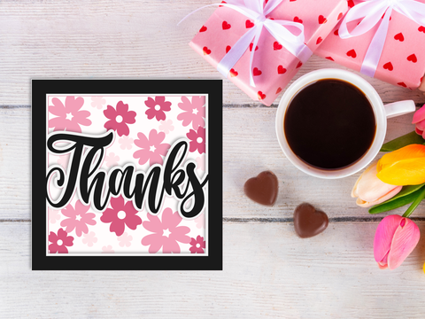 Spring Floral Thanks Card - Layered SVG Digital File