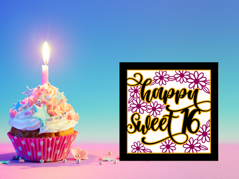 Happy Sweet 16 - Card - SVG Digital File