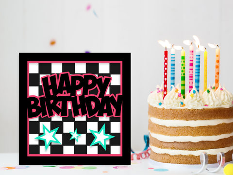 FREE July SVG - Checkerboard Birthday Card - Layered SVG Digital File