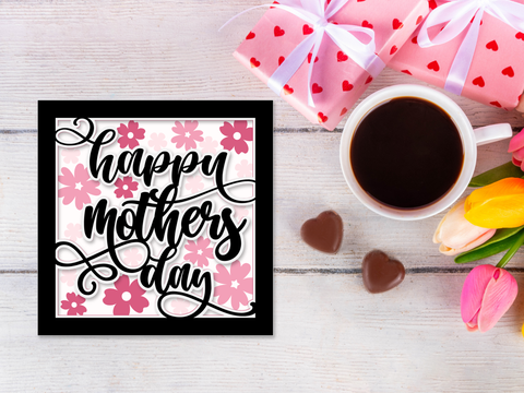Happy Mothers Day Spring Floral Card - Layered SVG Digital File