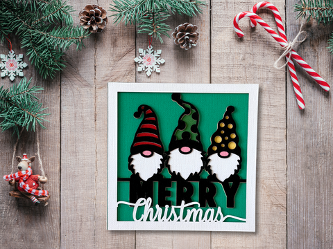 Gnome Merry Christmas Card - SVG Digital File