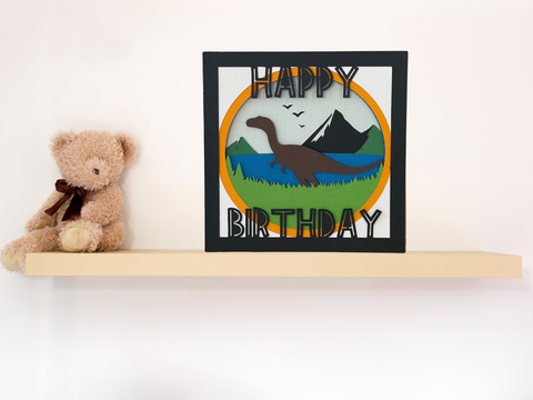 Dinosaur Happy Birthday Card - SVG Digital File