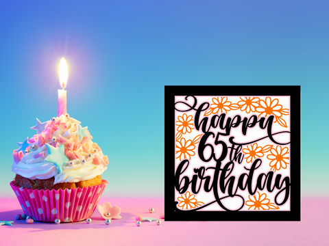 Happy 65th Birthday - Card - SVG Digital File