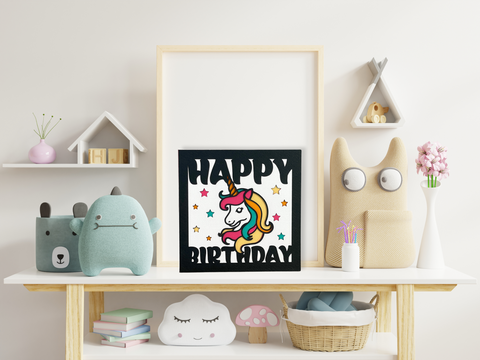 Unicorn Happy Birthday Card - SVG Digital File