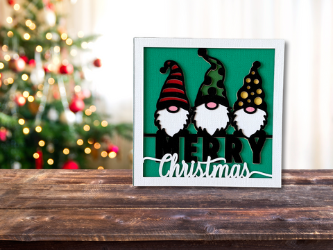 Gnome Merry Christmas Card - SVG Digital File