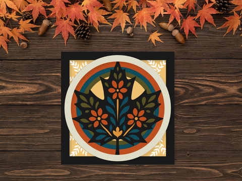FREE September SVG - Fancy Leaf Card - Layered SVG Digital File