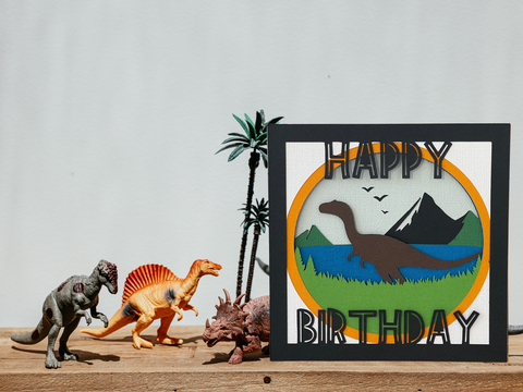 Dinosaur Happy Birthday Card - SVG Digital File