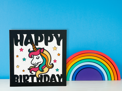 Unicorn Happy Birthday Card - SVG Digital File